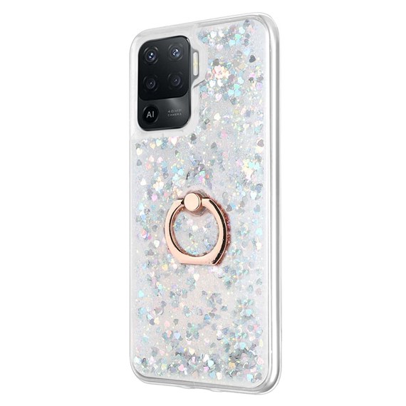 Microsonic Oppo Reno 5 Lite Kılıf Glitter Liquid Holder Gümüş 2