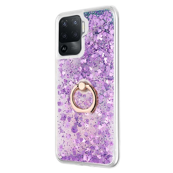 Microsonic Oppo Reno 5 Lite Kılıf Glitter Liquid Holder Mor 2