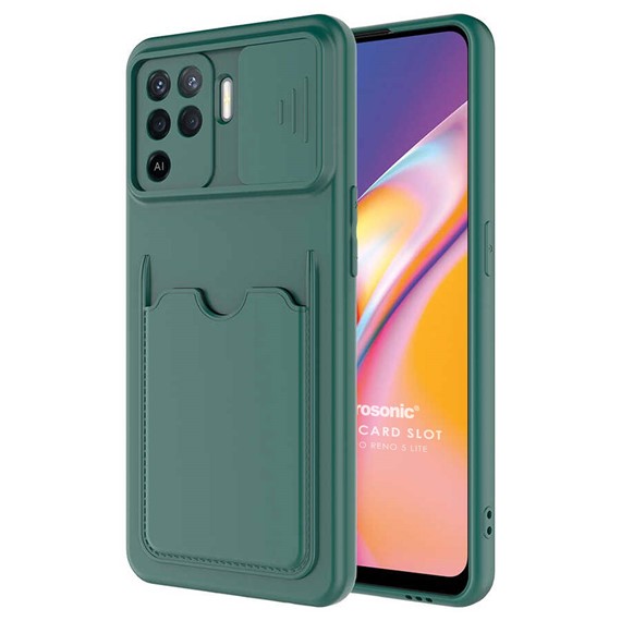 Microsonic Oppo Reno 5 Lite Kılıf Inside Card Slot Koyu Yeşil 1