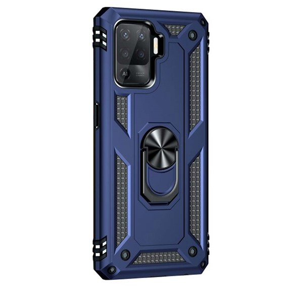 Microsonic Oppo Reno 5 Lite Kılıf Military Ring Holder Lacivert 2