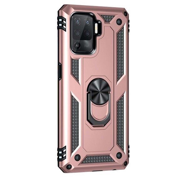 Microsonic Oppo Reno 5 Lite Kılıf Military Ring Holder Rose Gold 2