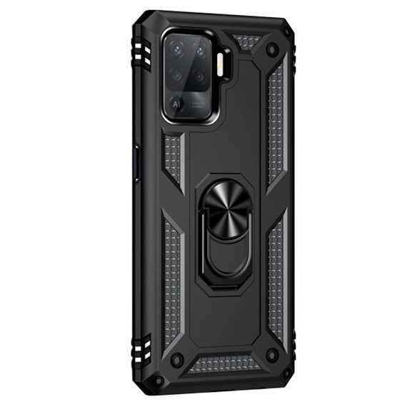 Microsonic Oppo Reno 5 Lite Kılıf Military Ring Holder Siyah 2