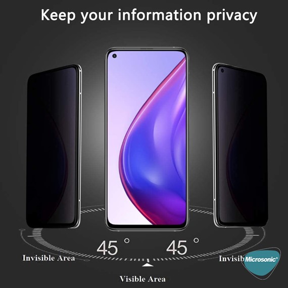 Microsonic Oppo Reno 5 Lite Privacy 5D Gizlilik Filtreli Cam Ekran Koruyucu Siyah 2