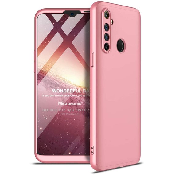 Microsonic Realme 6i Kılıf Double Dip 360 Protective Rose Gold 1