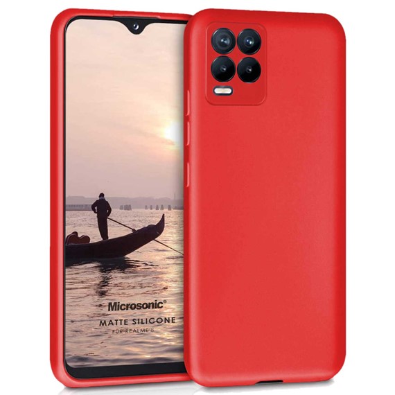 Microsonic Matte Silicone Realme 8 Kılıf Kırmızı 1