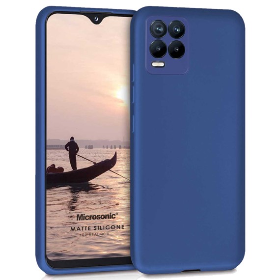 Microsonic Matte Silicone Realme 8 Pro Kılıf Lacivert 1