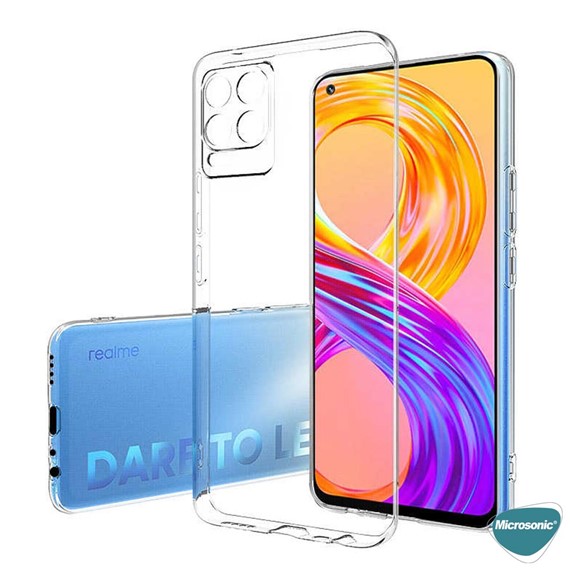 Microsonic Realme 8 Kılıf Transparent Soft Beyaz 8