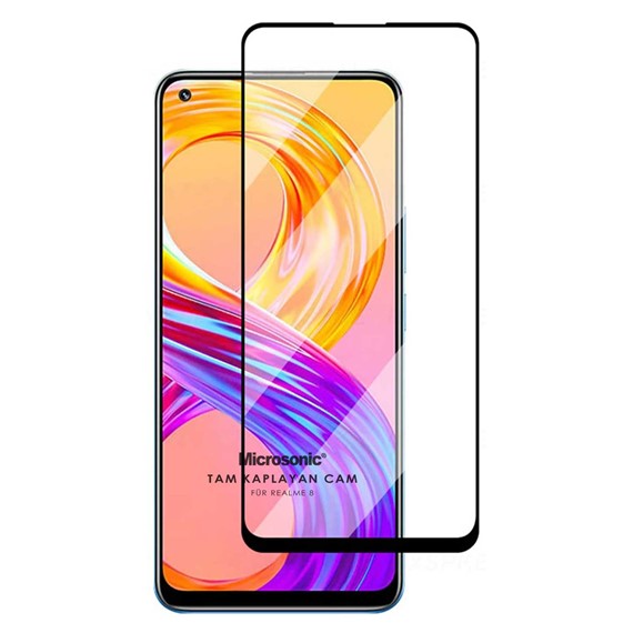 Microsonic Realme 8 Tam Kaplayan Temperli Cam Ekran Koruyucu Siyah 1