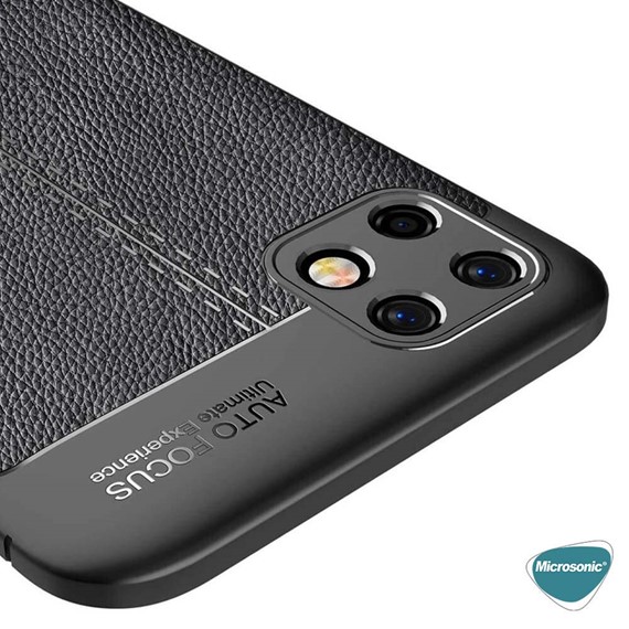 Microsonic Realme C21 Kılıf Deri Dokulu Silikon Siyah 5