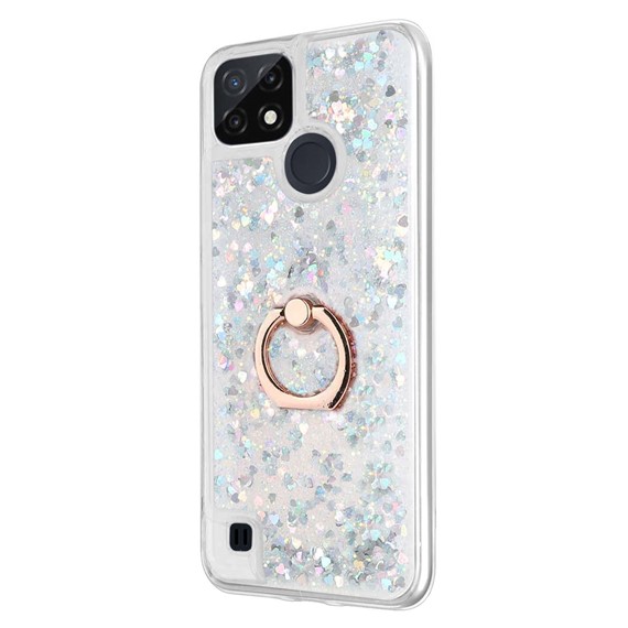 Microsonic Realme C21 Kılıf Glitter Liquid Holder Gümüş 2