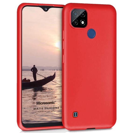 Microsonic Matte Silicone Realme C21 Kılıf Kırmızı 1