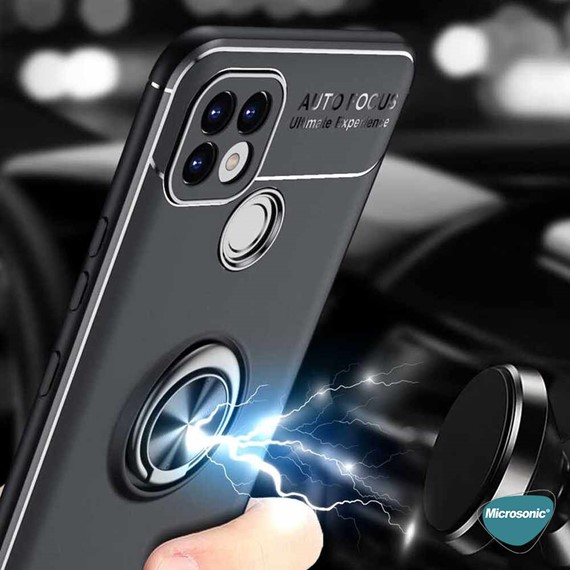 Microsonic Realme C25s Kılıf Kickstand Ring Holder Kırmızı 3