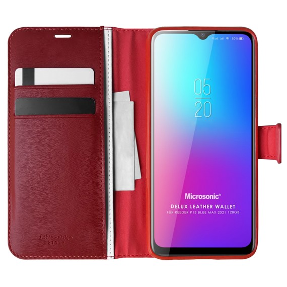 Microsonic Reeder P13 Blue Max 2021 128 GB Kılıf Delux Leather Wallet Kırmızı 1