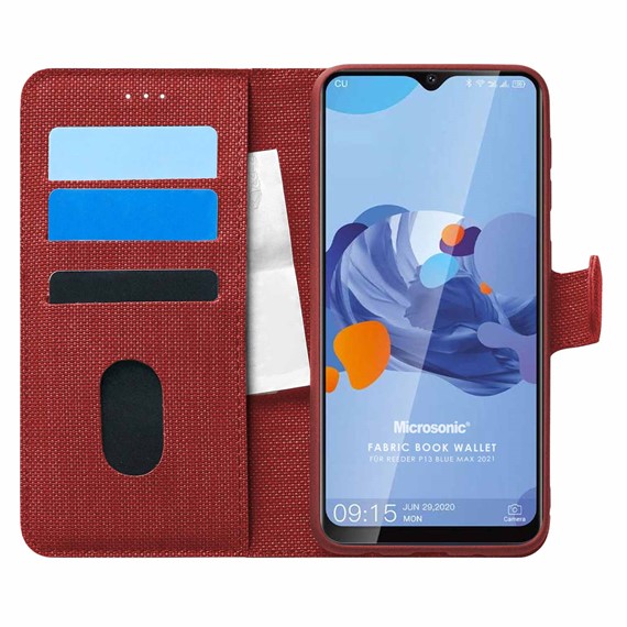 Microsonic Reeder P13 Blue Max 2021 Kılıf Fabric Book Wallet Kırmızı 1