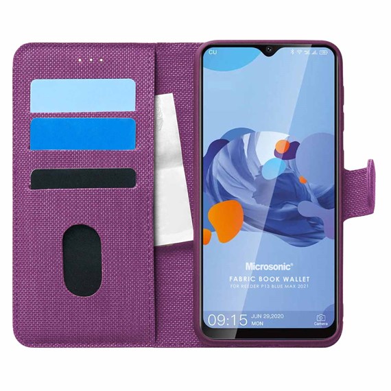 Microsonic Reeder P13 Blue Max 2021 Kılıf Fabric Book Wallet Mor 1