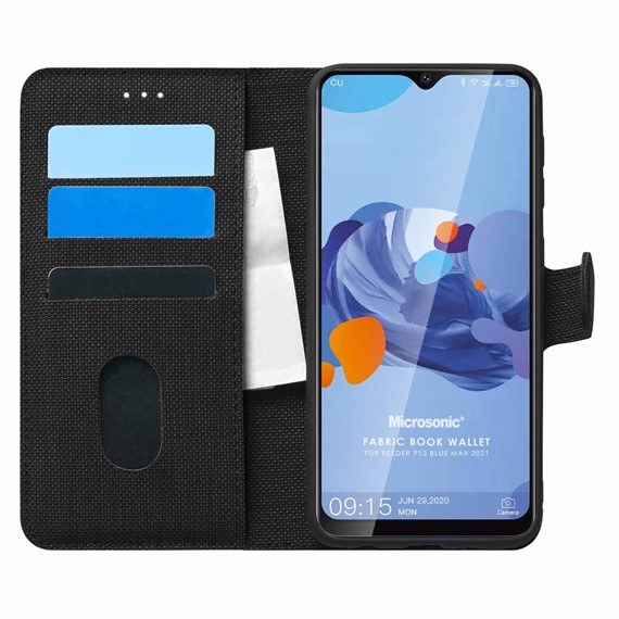 Microsonic Reeder P13 Blue Max 2021 Kılıf Fabric Book Wallet Siyah 1