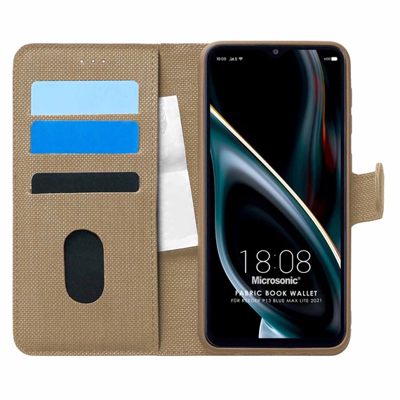 Microsonic Reeder P13 Blue Max 2021 128 GB Kılıf Fabric Book Wallet Gold 1