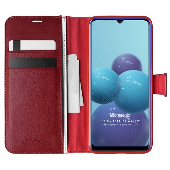 Microsonic Reeder P13 Blue Max Lite Kılıf Delux Leather Wallet Kırmızı 1