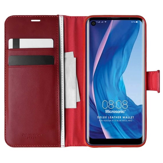 Microsonic Reeder P13 Blue Max Pro Kılıf Delux Leather Wallet Kırmızı 1