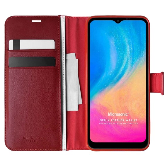 Microsonic Reeder P13 Blue Max Pro Lite Kılıf Delux Leather Wallet Kırmızı 1