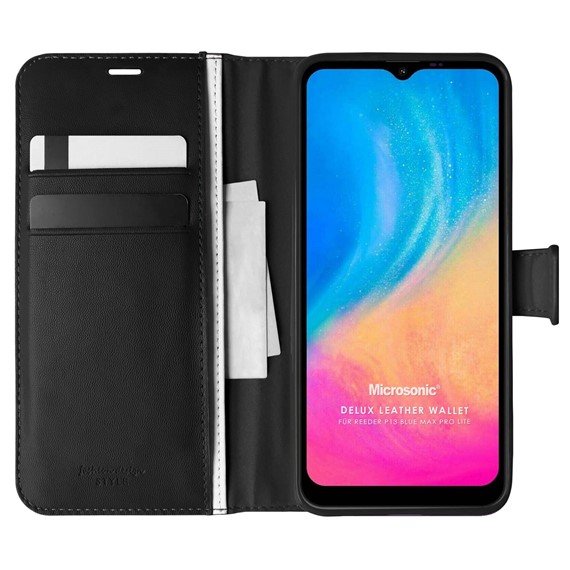 Microsonic Reeder P13 Blue Max Pro Lite Kılıf Delux Leather Wallet Siyah 1