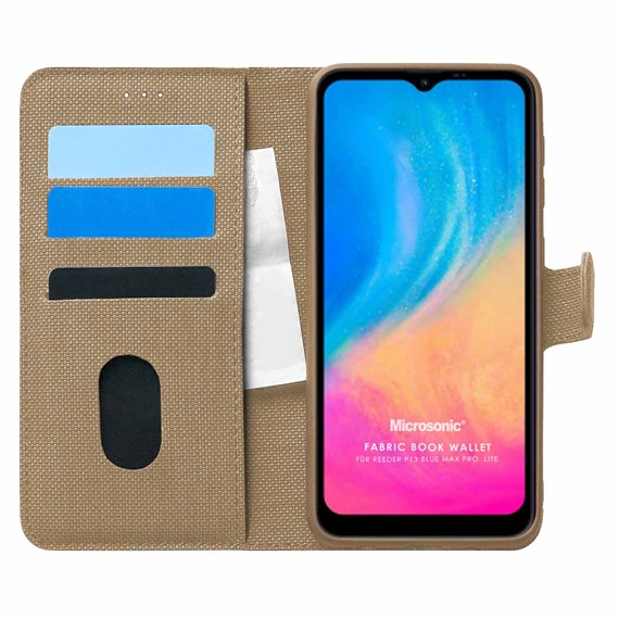 Microsonic Reeder P13 Blue Max Pro Lite Kılıf Fabric Book Wallet Gold 1