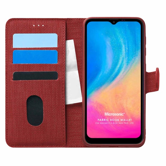 Microsonic Reeder P13 Blue Max Pro Lite Kılıf Fabric Book Wallet Kırmızı 1