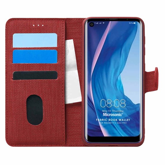 Microsonic Reeder P13 Blue Max Pro Kılıf Fabric Book Wallet Kırmızı 1