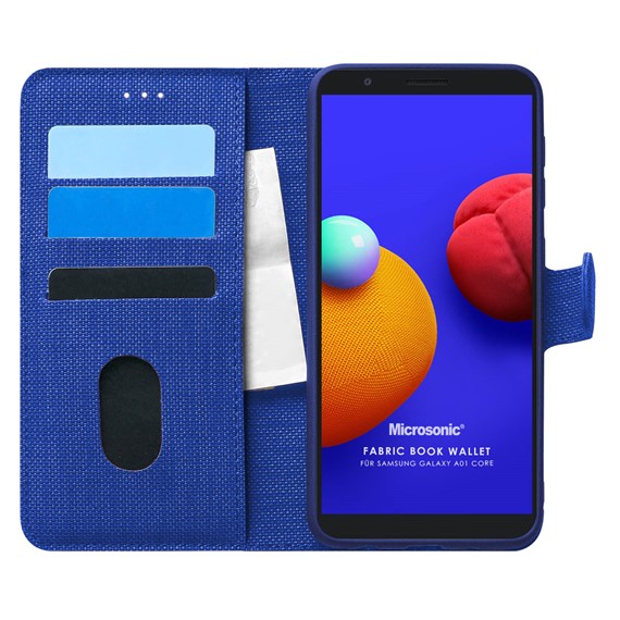 Microsonic Samsung Galaxy A01 Core Kılıf Fabric Book Wallet Lacivert 1