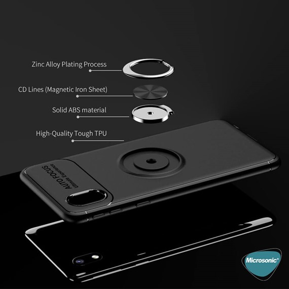 Microsonic Samsung Galaxy A01 Core Kılıf Kickstand Ring Holder Siyah 8