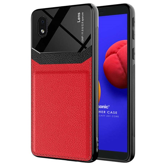 Microsonic Samsung Galaxy A01 Core Kılıf Uniq Leather Kırmızı 1