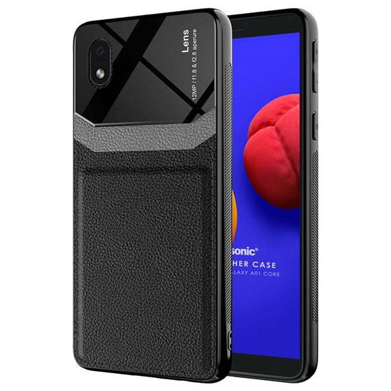 Microsonic Samsung Galaxy A01 Core Kılıf Uniq Leather Siyah 1