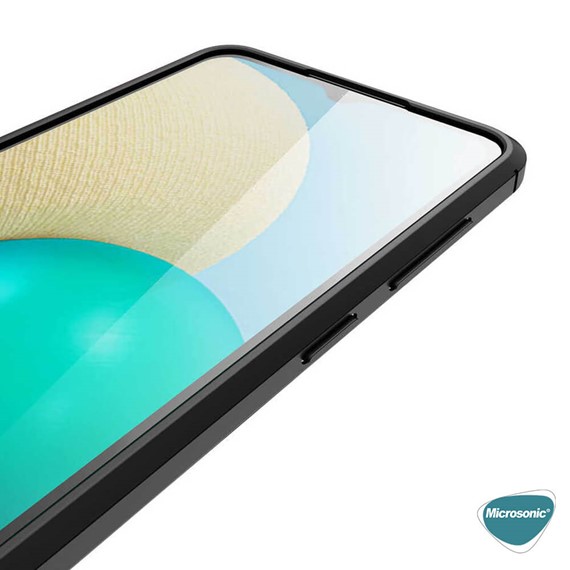 Microsonic Samsung Galaxy A02 Kılıf Deri Dokulu Silikon Siyah 5