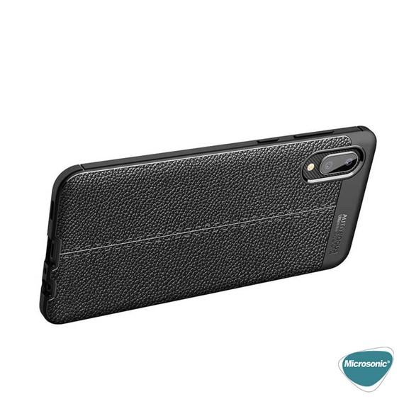 Microsonic Samsung Galaxy A02 Kılıf Deri Dokulu Silikon Lacivert 6