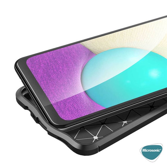 Microsonic Samsung Galaxy A02 Kılıf Deri Dokulu Silikon Lacivert 7