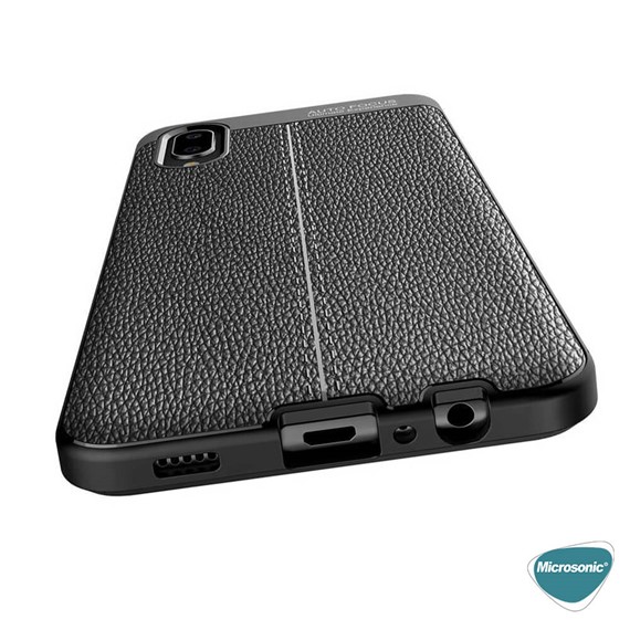 Microsonic Samsung Galaxy A02 Kılıf Deri Dokulu Silikon Lacivert 8