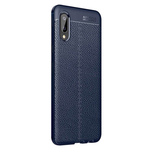 Microsonic Samsung Galaxy A02 Kılıf Deri Dokulu Silikon Lacivert 2