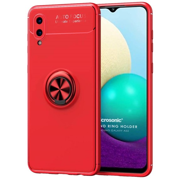 Microsonic Samsung Galaxy A02 Kılıf Kickstand Ring Holder Kırmızı 1
