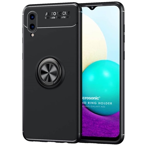 Microsonic Samsung Galaxy A02 Kılıf Kickstand Ring Holder Siyah 1