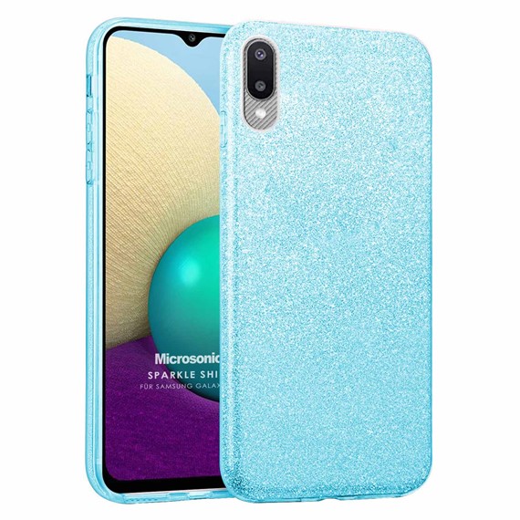 Microsonic Samsung Galaxy A02 Kılıf Sparkle Shiny Mavi 1