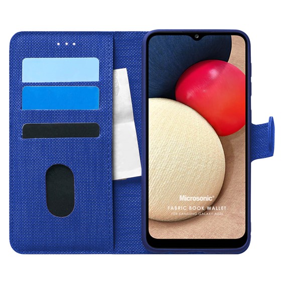 Microsonic Samsung Galaxy A02s Kılıf Fabric Book Wallet Lacivert 1