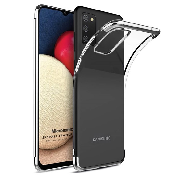 Microsonic Samsung Galaxy A02s Kılıf Skyfall Transparent Clear Gümüş 1