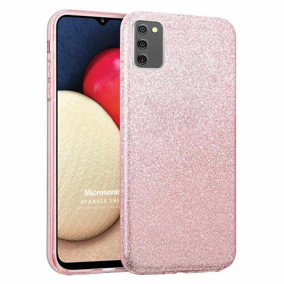 Microsonic Samsung Galaxy A02s Kılıf Sparkle Shiny Rose Gold 1