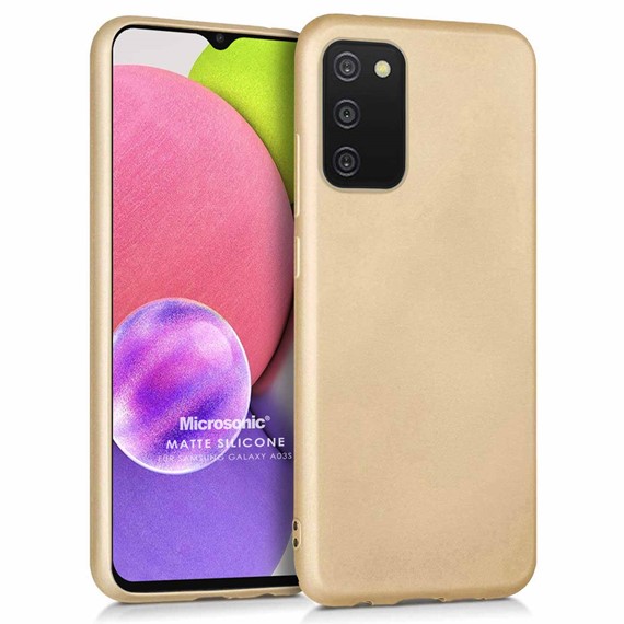 Microsonic Matte Silicone Samsung Galaxy A03s Kılıf Gold 1