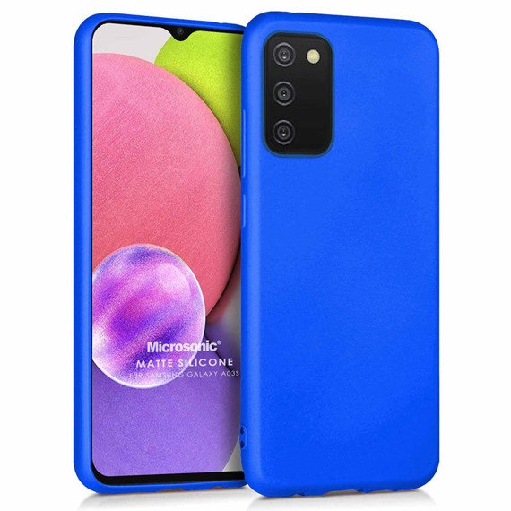 Microsonic Matte Silicone Samsung Galaxy A03s Kılıf Mavi 1