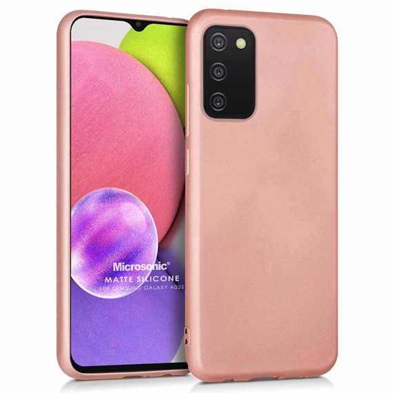 Microsonic Matte Silicone Samsung Galaxy A03s Kılıf Rose Gold 1