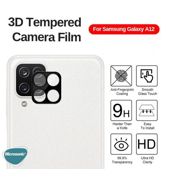 Microsonic Samsung Galaxy A12 Kamera Lens Koruma Camı V2 Siyah 2