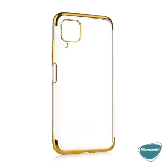 Microsonic Samsung Galaxy A12 Kılıf Skyfall Transparent Clear Gold 3