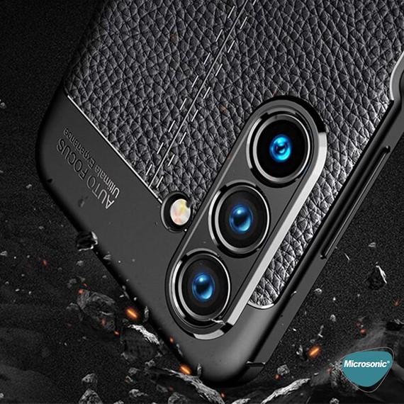Microsonic Samsung Galaxy A13 Kılıf Deri Dokulu Silikon Siyah 7