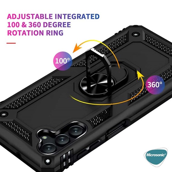 Microsonic Samsung Galaxy A04S Kılıf Military Ring Holder Kırmızı 3